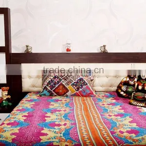 Indian Kantha Quilt Cotton Throw Decorative Vintage Ethnic Bed Cover Bohemian Flower Designer Kantha Gudari thumbnail-1