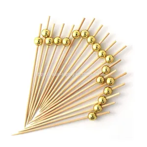 Bamboo Picks Bamboo Golden Bead Cocktail Party Sticks thumbnail-1