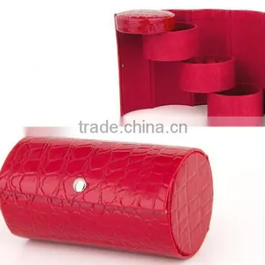 3 Tier Compartment Mini Leather Travel Roll Up Jewelry Box Case Organizer Holder With Snap Closure thumbnail-2