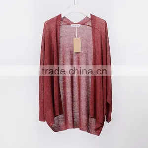 Summer Korean Style Slim Looking Bat Sleeve Linen Sweater Cardigan Air Conditioning Sunscreen Flax Shirt for Women thumbnail-4