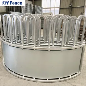 Steel Bale Loop Top Handing Equipment Portable Cattle Horse Feeder With Roof Animal Feeders thumbnail-3