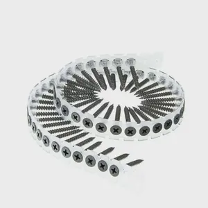 China Manufacturer Auto-feed Screws, Fine Thread, White Zinc Plated, Plastic Strip, 25-40mm Lengths, for Drywall Application thumbnail-1