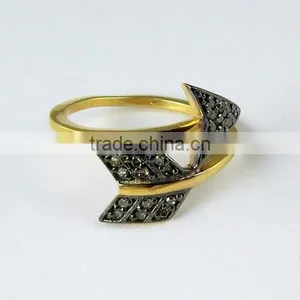 Classy Arrow Design !! Diamond 925 Sterling Silver Ring, Handmade Silver Jewellery, Silver Jewellery India thumbnail-2