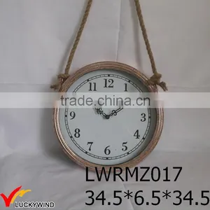 Rope Hanging Round Metal Vintage Antique Wall Clock Quality Choice thumbnail-1