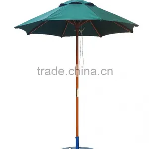Wooden Market Umbrella, Restaurant Umbrella, Park Umbrella, 7ft, Forest Green thumbnail-1