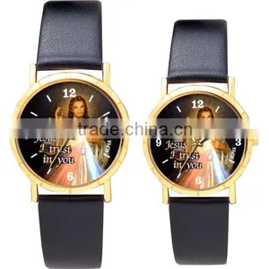 Custom Jesus Face Religious Watch Manufacturer New Design Metal Religious Watch China Supplier Cheap Alloy Leather Strap Watch thumbnail-2