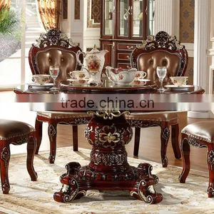 Luxury European French Style Wooden Round Classic Dining Table Quality Choice thumbnail-1