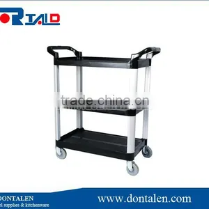 Utility Cart, 3 Tier, 40" Black Plastic Shelves thumbnail-1