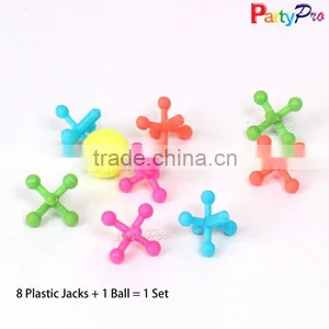 Playing Game 8 Jacks & Ball Set Plastic Jacks and Colored High Bouncing Ball thumbnail-1