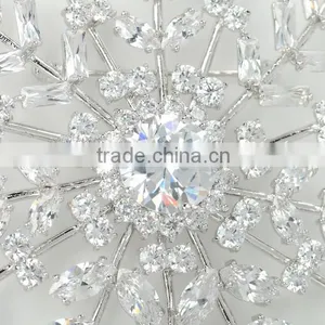 Platinum Plated Designer Christman Snow Flake Brooch With AAA+ Cz Micro Pave Setting for Women and Men thumbnail-2