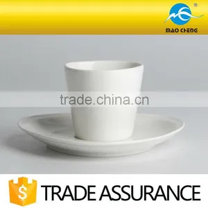 White Durable Ceramic Triangle Cup(without Handle) With Saucer thumbnail-3