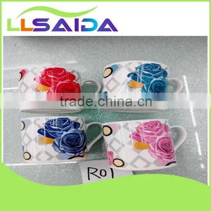Small Ceramic Mug Cup in Different Flowers thumbnail-1