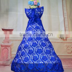 Latest Dress Designs Royal Blue Dry Lace Gold African Cord Lace thumbnail-1