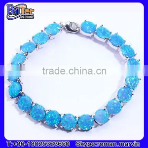 Wholesale Women Jewelry 925 Stelring Silver Synethic Fire Opal Bracelet thumbnail-1