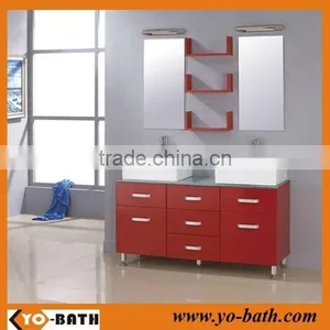 59" Solid Wood Double Sink Cherry Bath Vanity With Glass Top thumbnail-1