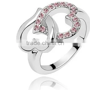 Fashion Women Lady Heart Shaped Wedding Engagement Zircon Ring Jewelry thumbnail-1