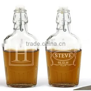 250ml Glass Whiskey Flask Bottle With Swing Top and Printed Logo in Glass Bottle thumbnail-1