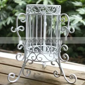 Glass Vase With Metal Stand Flower Vase thumbnail-1