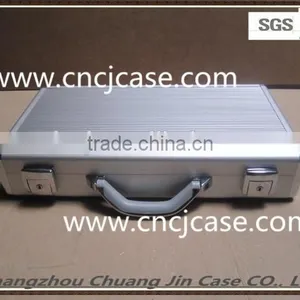 Silver Aluminum Computer Box With Removable Diced Foam Inside Small Round Aluminum Carry Computer Case thumbnail-3