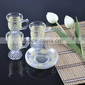 6 Glass Cup and Saucer With Decal Technology thumbnail-2