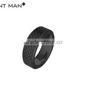 Fashion Design American Style Black Plating Custom Mens Carbon Fiber Ring Titanium Ring Band thumbnail-1