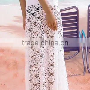 New Fashion Women's Sexy Two Ways Wear Spaghetti Strap Sleeveless Hollow Out Loose Solid Lace Dress thumbnail-5