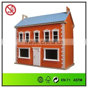 Pink Hot Sale Two Storied Wooden Dollhouse Toys thumbnail-1