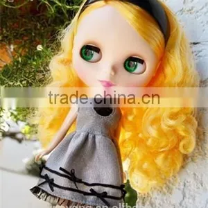 High Quality Long Yellow Deep Curly Neo Blythe Doll Wig thumbnail-2