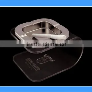 DCA009134 Aluminum Alloy Ashtray With Acylic Stand, Acylic Stand Cigarette Ashtray, Square Acylic Ashtray thumbnail-1