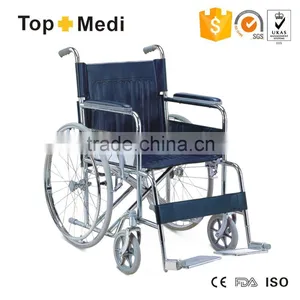 Good Quality Lowest Price Steel Manual Wheelchair With Double Cross Bar thumbnail-1