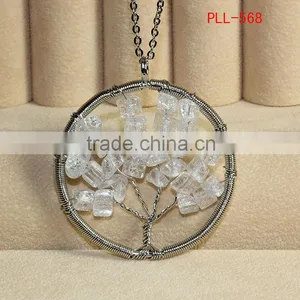 Titanium Steel Wire Wrap Crystal Chip Beads Tree Pendants thumbnail-1