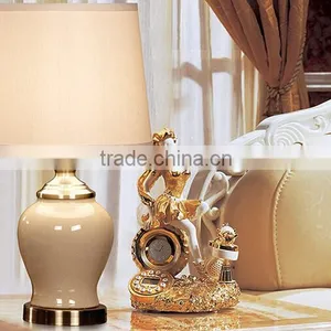 Round Ceramic Body With Fabric Lampshade Modern Desk Lamp Bedroom Living Room Table Lamp thumbnail-3