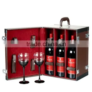 Wholesale Custom High-grade PU Leather 6 Bottles of Red Wine Box, Deep Coffee Color Display Box thumbnail-3