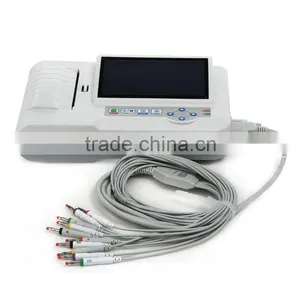 Multi Language 7 Inch Touch Screen 12 Lead Resting 6 Channel Electrocardiograph ECG Machine EKG With Analysis Software by CE*FDA thumbnail-2