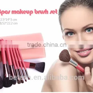 8 Pcs Wood Handle Makeup Brush Set Pink Pink Beauty thumbnail-2