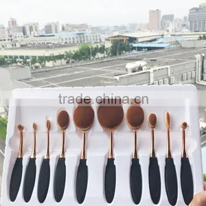 2016 High Quality Make-up Cosmetics Toothbrush Gold Color 10pcs Makeup Brushes thumbnail-4