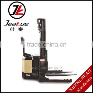 ISO CE Approved High Quality 1.4T-1.8T Staddle Full Electric Stacker Jeakue ESK14 ESK18 thumbnail-1