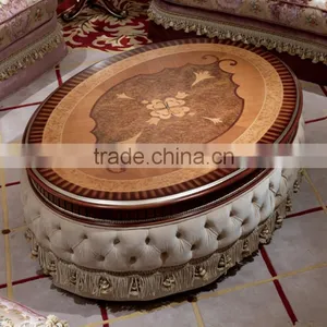 New Design Living Room Solid Wood Oval Coffee Table thumbnail-1