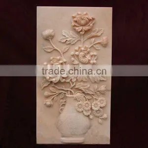 Sunset Red Marble Carving Relief of Flower thumbnail-1