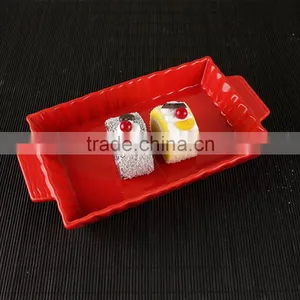 Popular Design Rectangle Shape Ceramic Plate White Porcleain Dinner Plates With Handle thumbnail-1