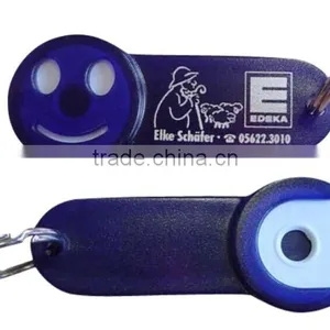New Design Plastic Smile Face Coin Holder Keychain thumbnail-1