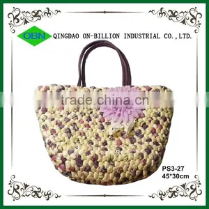 Straw Beach Bag Straw Woven Handbag Corn Husk Bag thumbnail-1