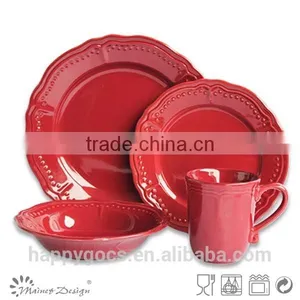 Embossed Solid Color 16pcs Dinnerware Set thumbnail-6