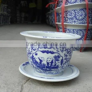 Panda Painting Chinese Style Ceramic Stackable Nested Flower Pots Sets thumbnail-1