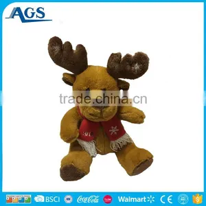 2017 New Design Christmas Plush Toy Cute Lint Brown Bear With Deer Horn thumbnail-1