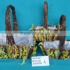 Handmade Decorative Flower Basket With Handle thumbnail-1
