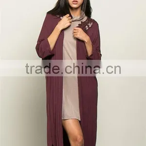 Muslim Long Cardigan Ladies Open Front Lace Duster Sweaters for Women Cardigan thumbnail-3