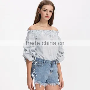 Women Latest off Shoulder Styles Casual Blouse Designs Images thumbnail-3