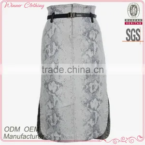 Hot Selling Women New Model Modern Skirt Winter Long A-line Straight Tube Skirt Waist Belt Print Skirt thumbnail-1