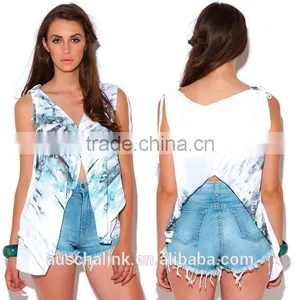 Wholesale Sublimation Graphic Print V Neck Tank Top thumbnail-6